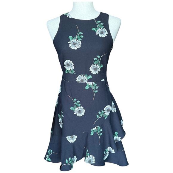 Banana Republic Floral Fit & Flare Sleeveless Ruffle Hem Dress 00 Petite - Picture 1 of 9